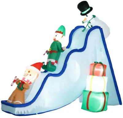 HOMCOM 8.5FT Long Christmas Inflatable Snowman Elf and Gingerbread Man