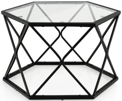 Modern Accent Geometric Glass Coffee Table-Black