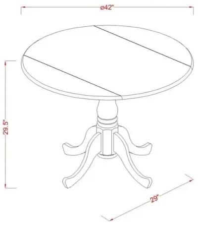 3 Piece Kitchen Table Set Consists of a Round Dining Table with Dropleaf