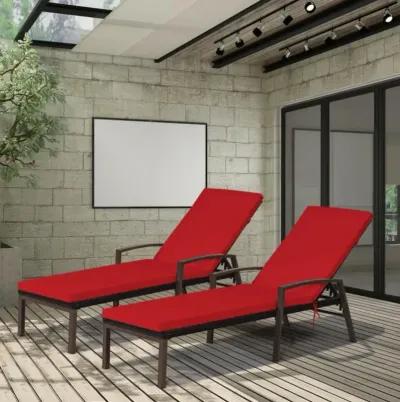 Hivvago 2 Pieces Patio Rattan Adjustable Back Lounge Chair with Armrest and Removable Cushions