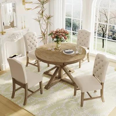 Merax Retro Style Dining Set with Extendable Table and 4 Chairs