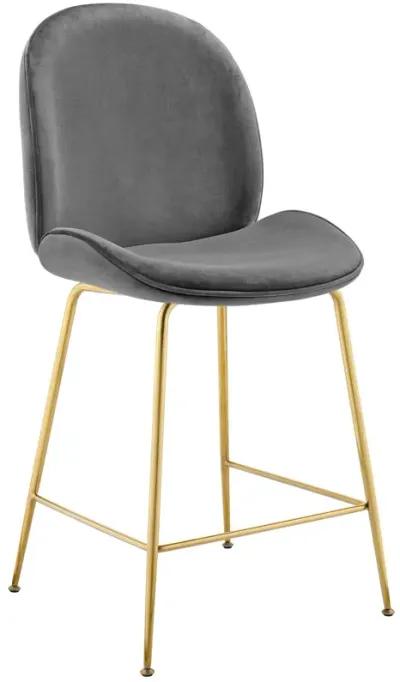 Scoop Gold Stainless Steel Leg Performance Velvet Counter Stool