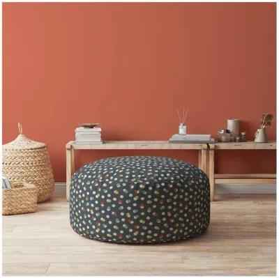 Homezia 24" Grey Round Polka Dots Pouf Ottoman