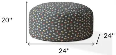 Homezia 24" Grey Round Polka Dots Pouf Ottoman