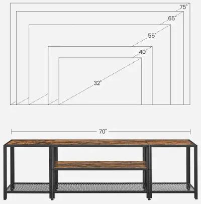 3-Tier TV Stand with Open Storage Shelves