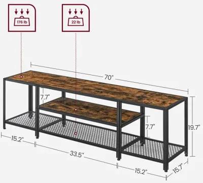 3-Tier TV Stand with Open Storage Shelves