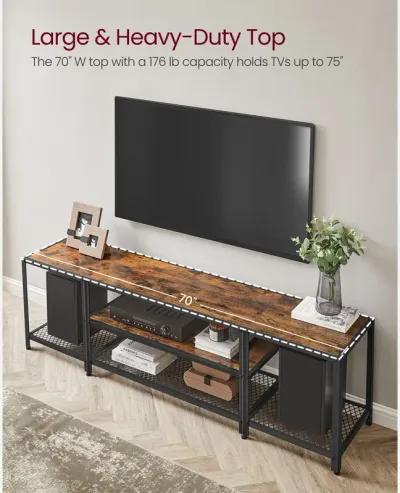 3-Tier TV Stand with Open Storage Shelves