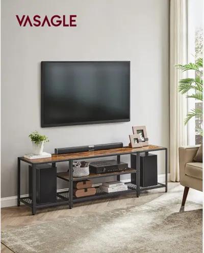 3-Tier TV Stand with Open Storage Shelves