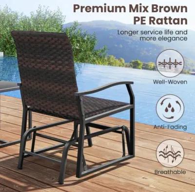 Hivvago 3 Piece Patio Gliding Set with Tempered Glass Coffee Table All Weather