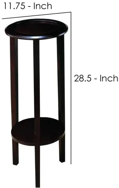 Elegant Plant Stand With Round Top, Brown-Benzara