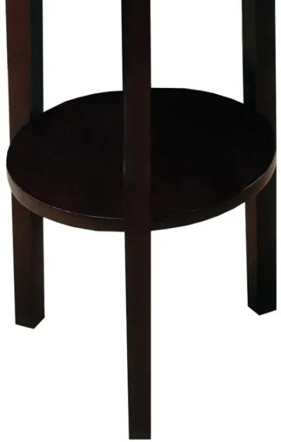 Elegant Plant Stand With Round Top, Brown-Benzara