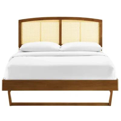 Modway - Sierra Cane and Wood Queen Platform Bed with Angular Legs