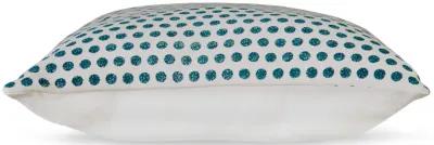 Bao Throw Pillow Set of 4, 20 Inch, Cotton, Teal Dots Design over White -