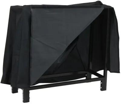 Sunnydaze 30 in Black Powder-Coated Steel Firewood Log Rack and Cover