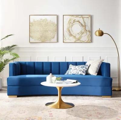 Modway Encompass Modern Channel Tufted Performance Velvet Sofa in Navy/Gold