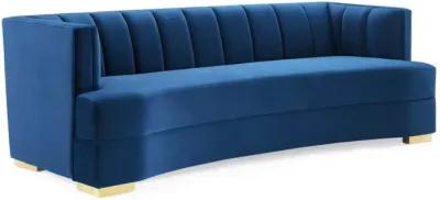 Modway Encompass Modern Channel Tufted Performance Velvet Sofa in Navy/Gold