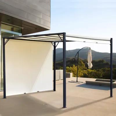 10' x 10' Outdoor Retractable Pergola Canopy Steel Gazebo Sun Shade, Cream