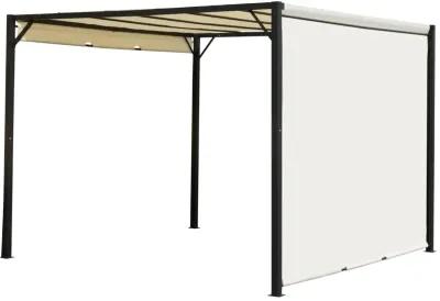 10' x 10' Outdoor Retractable Pergola Canopy Steel Gazebo Sun Shade, Cream