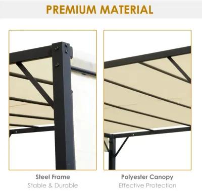 10' x 10' Outdoor Retractable Pergola Canopy Steel Gazebo Sun Shade, Cream