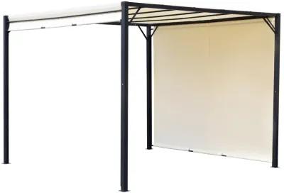 10' x 10' Outdoor Retractable Pergola Canopy Steel Gazebo Sun Shade, Cream