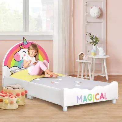 Children Twin Size Upholstered  Platform Single Bed