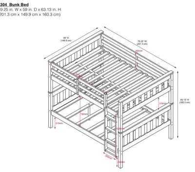 DHP Hurley Full-Over-Full Wood Bunk Bed with USB Port