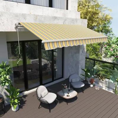 Yellow/Grey Patio Cover: 12'x10' Manual Retractable Sunshade