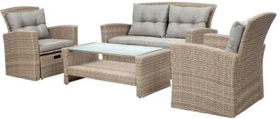 Patio Furniture Set, 4 Piece Outdoor Conversation Set All Weather Wicker Sectional Sofa