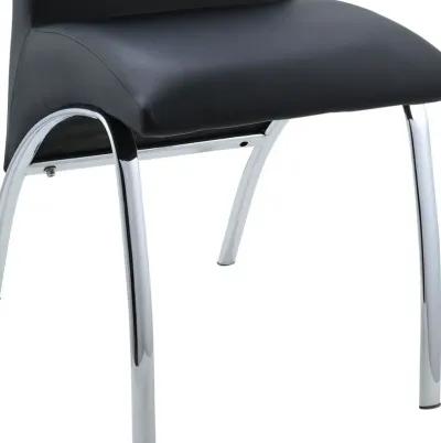 Leatherette Upholstered Side Chairs with Metal Base, Black and Silver, Set of Two-Benzara