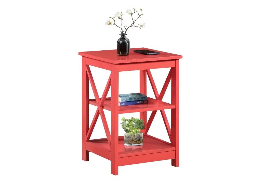 Convenience Concepts Oxford End Table with Shelves, Coral