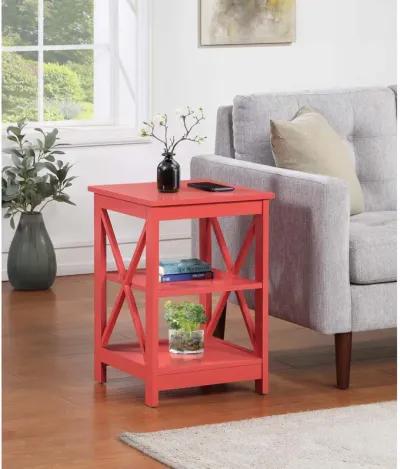 Convenience Concepts Oxford End Table with Shelves, Coral