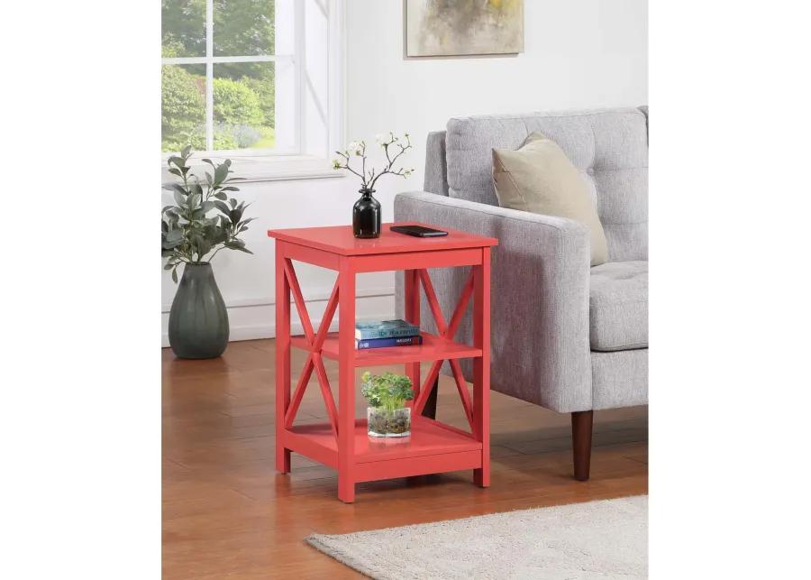 Convenience Concepts Oxford End Table with Shelves, Coral