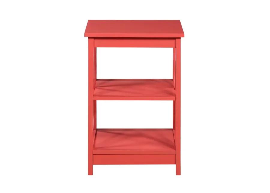 Convenience Concepts Oxford End Table with Shelves, Coral