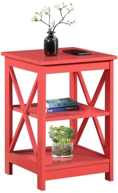 Convenience Concepts Oxford End Table with Shelves, Coral