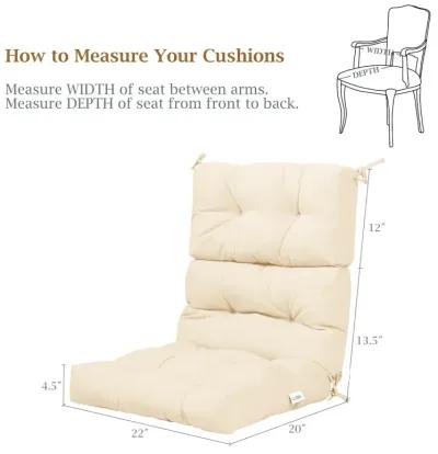 Tufted Patio High Back Chair Cushion with Non-Slip String Ties