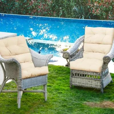 Tufted Patio High Back Chair Cushion with Non-Slip String Ties