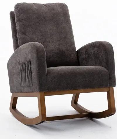 MONDAWE Rocking Chair, Modern Recliner Armchair with Wood Legs and Side Pocket, Nursery Rocking Accent Chair with High Back for Living Room Bedroom