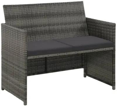 vidaXL 4 Piece Garden Lounge with Cushions Set Poly Rattan Gray