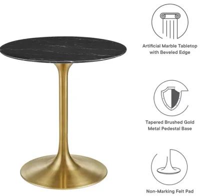 Modway - Lippa 28" Round Artificial Marble Dining Table Gold Black