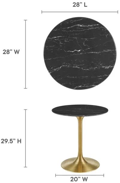 Modway - Lippa 28" Round Artificial Marble Dining Table Gold Black