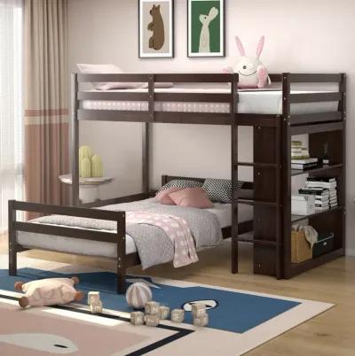 Twin Over Twin Loft Bunk Bed with Bookcase