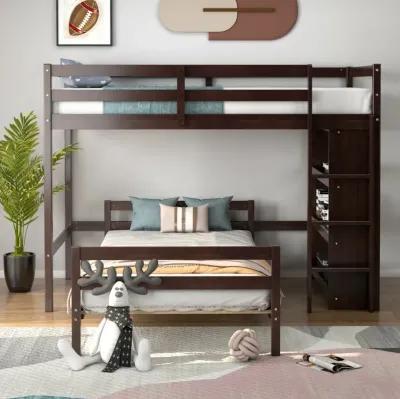 Twin Over Twin Loft Bunk Bed with Bookcase