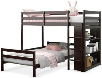 Twin Over Twin Loft Bunk Bed with Bookcase