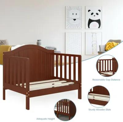 2-in-1 Classic Convertible Wooden Toddler Bed with 2 Side Guardrails for Extra Safety