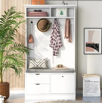 Merax Simple Style Multifunctional Entryway Coat Rack with Bench