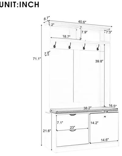 Merax Simple Style Multifunctional Entryway Coat Rack with Bench