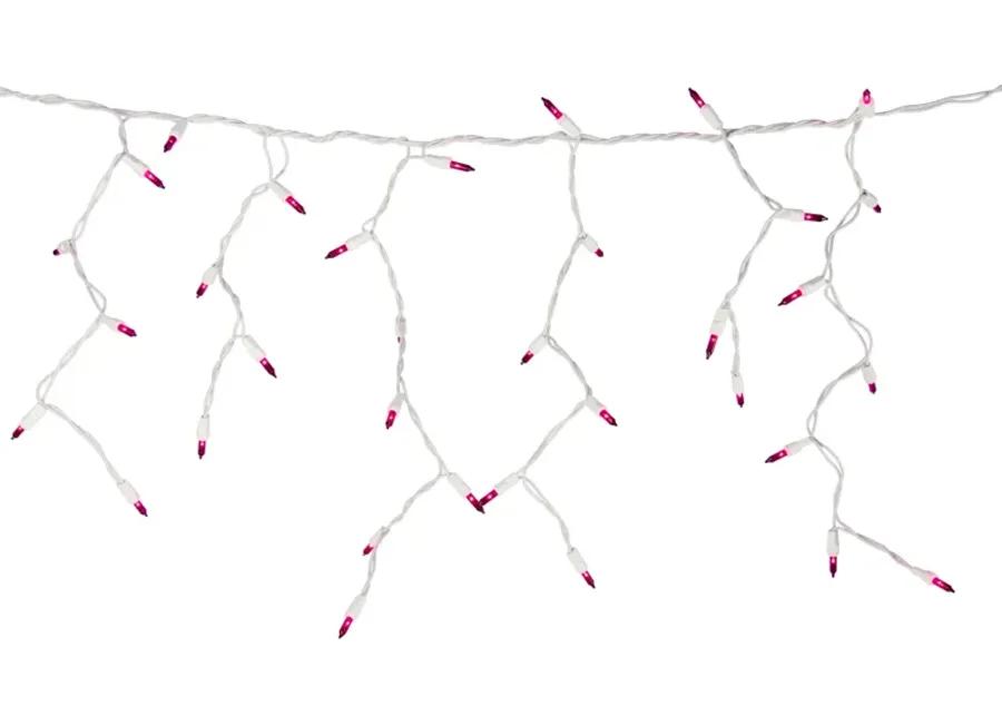 100 Count Pink Mini Icicle Christmas Lights - 3.5 ft White Wire