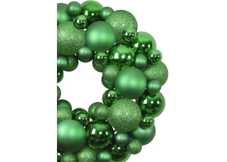 Green 3-Finish Shatterproof Ball Christmas Wreath - 13-Inch  Unlit