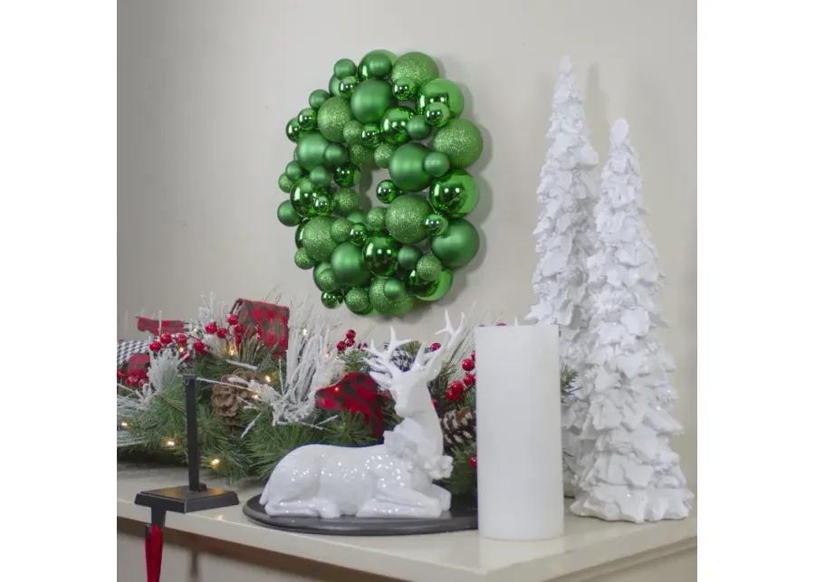 Green 3-Finish Shatterproof Ball Christmas Wreath - 13-Inch  Unlit