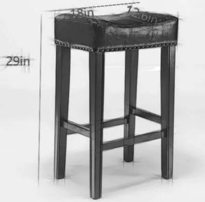 Hivvago 2 pcs 29" Backless Faux Leather Kitchen Counter Soft Sitting Stool Island Chair